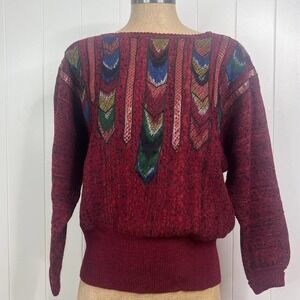 Vintage 80's Janet Maffei Dolman Sleeve Boho Sweater SZ 12
